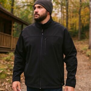 Free Country Men’s XXL Black Softshell Water-Resistant Zip Jacket